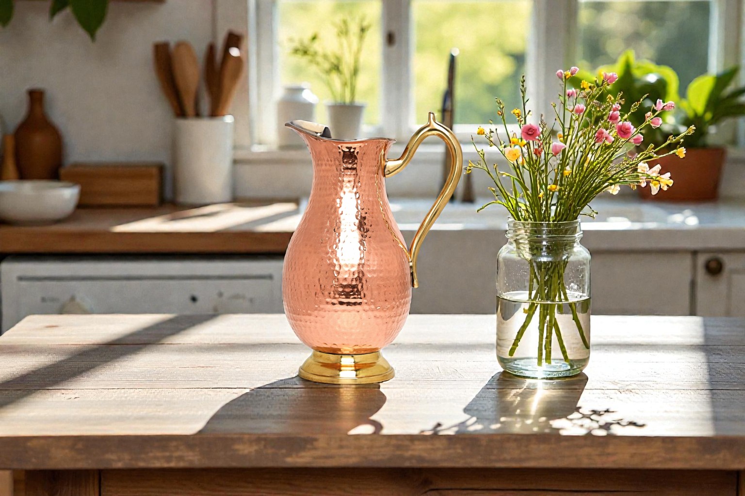 Mughlai Style Handmade Copper Jug for Fine Dining in Royal Elegance